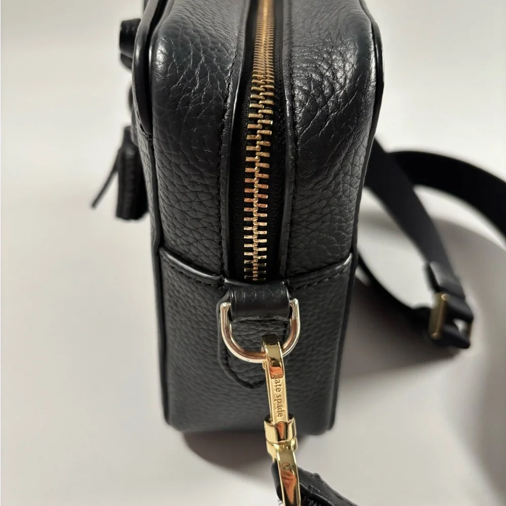 Kate Spade New York Hayes‎ Street Black Tassel Crossbody Bag Leather Minimalist